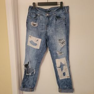 True Religion Cameron Slim Boyfriend Cropped Jeans, Size 28